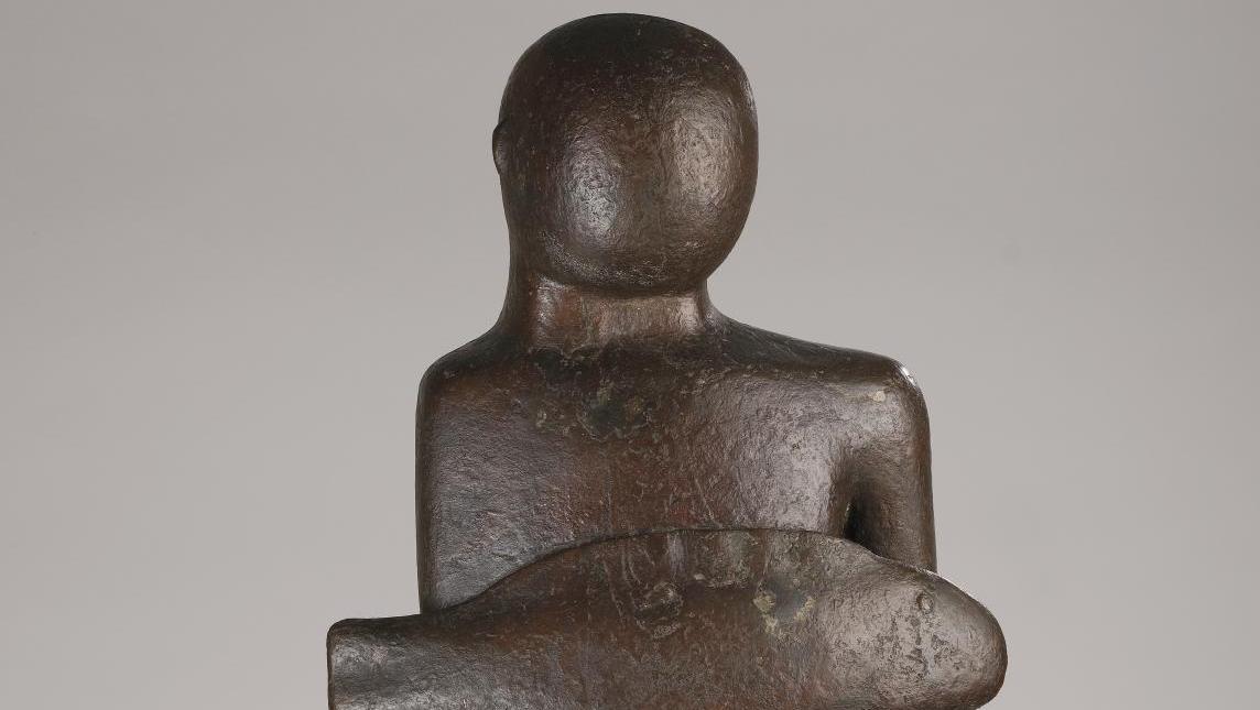Adam Henein (1929-2020), Homme au poisson (Man with Fish), Gourma, 1966, épreuve... Adam Henein, sculpteur égyptien 