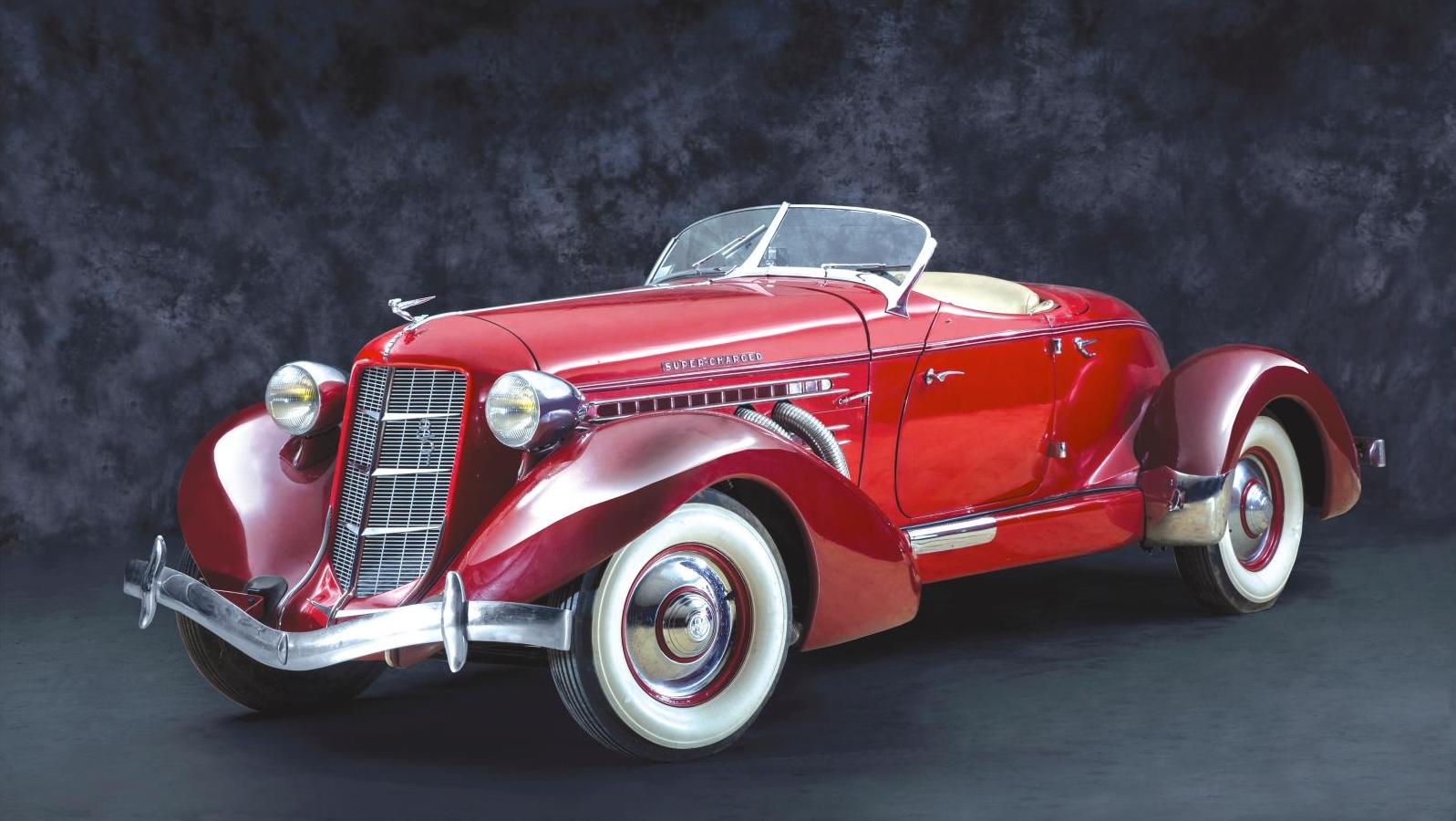 1935, Auburn 851 speedster supercharged, châssis n° 33 551 E, moteur n° GH 2950.... L’Auburn 851, une voiture art déco