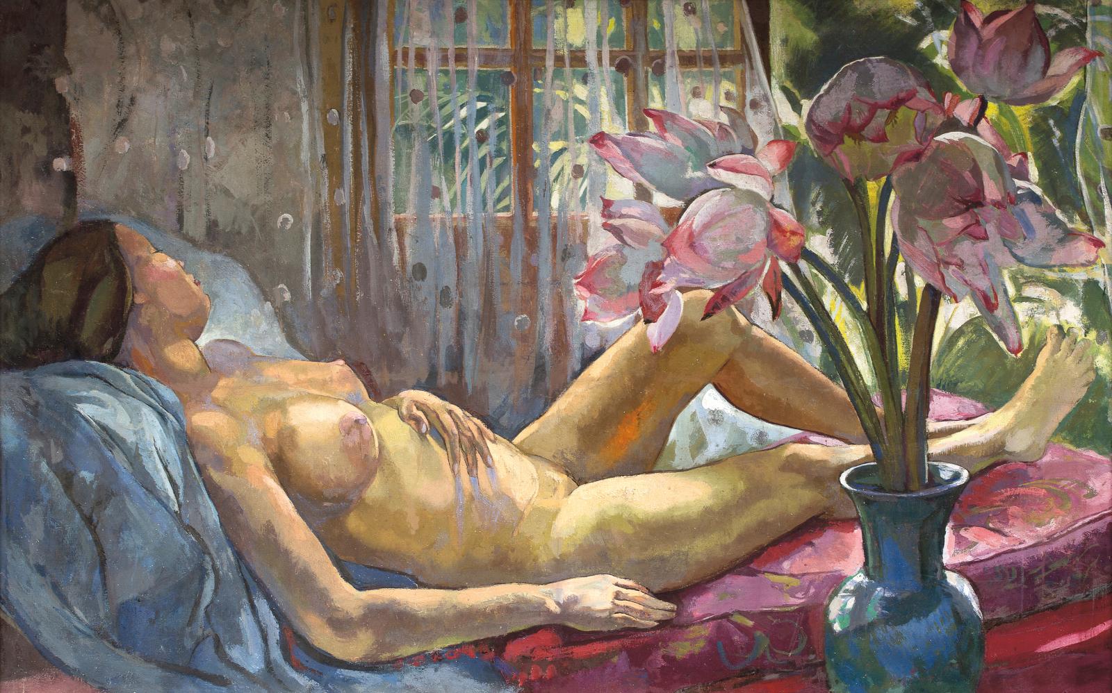 Alix Aymé (1894-1989), Nu aux lotus, vers 1938, huile sur toile, 68 x 109 cm. Adjugé : 322 600 € 