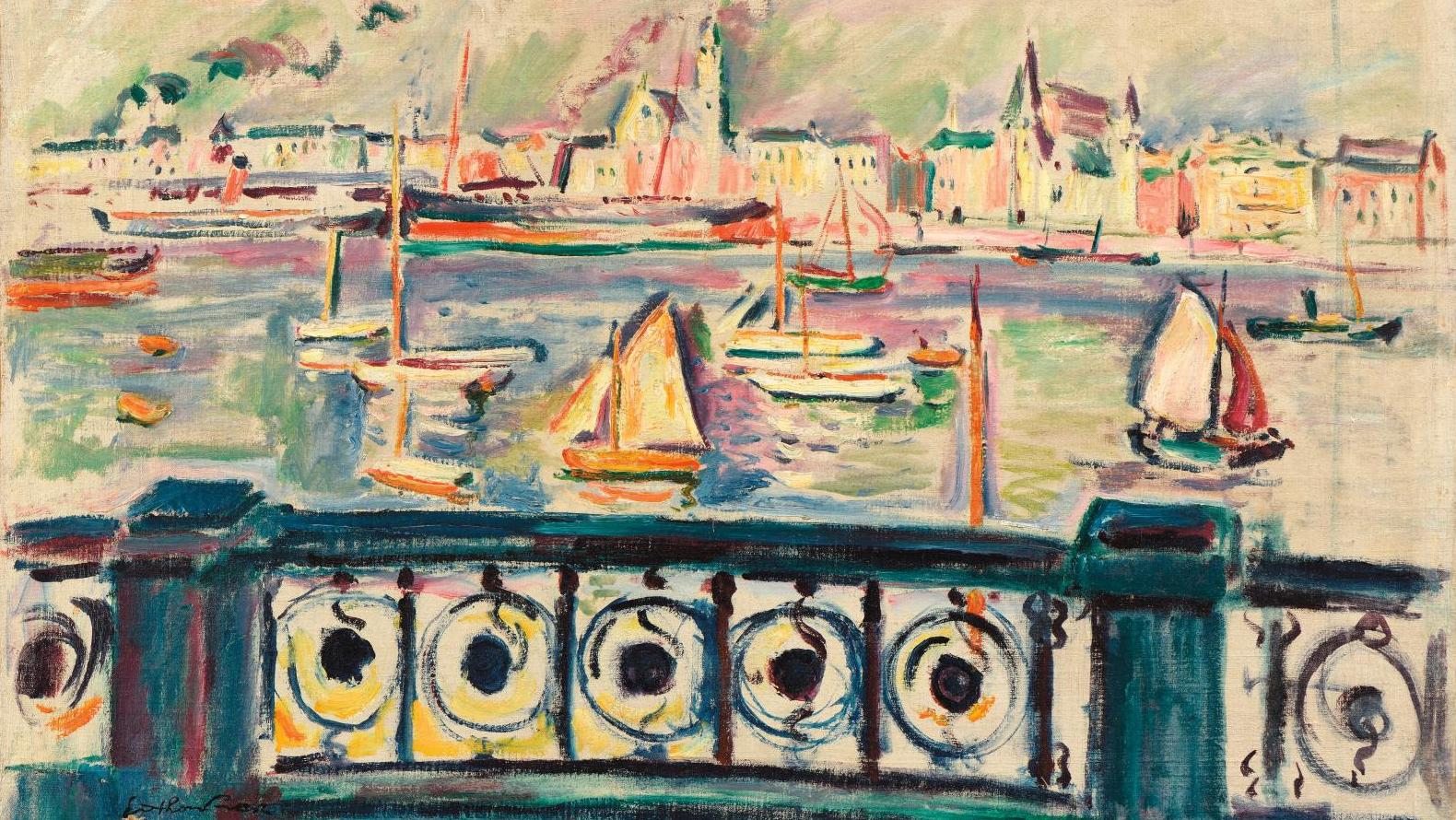 Émile Othon Friesz (1879-1949), Le Port d’Anvers, 1906, huile sur toile portant le... Collection Pierre Maurs, les Fauves au bord de l’eau