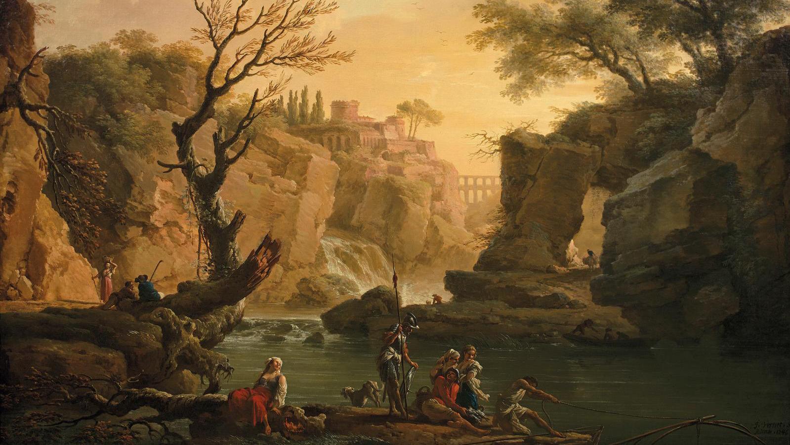 Claude Joseph Vernet (1714-1789), Pêcheurs retirant leur filet dans un paysage classique... A Fishing Scene by Joseph Vernet and a Preemption by Versailles 