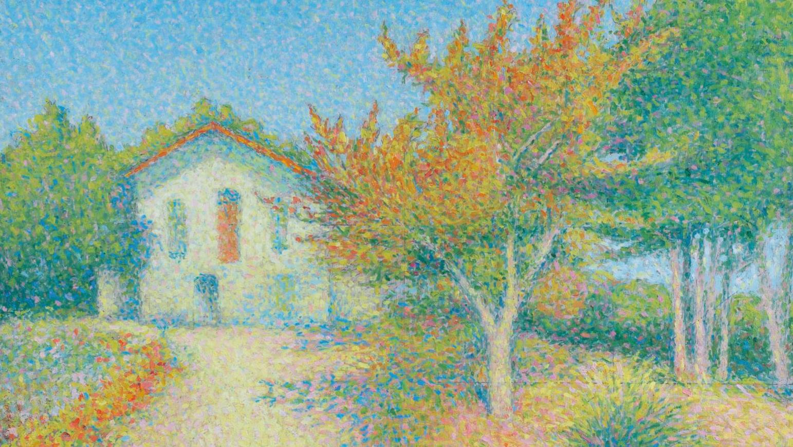 Achille Laugé (1861-1944), Maison avec jardin, huile sur panneau, signée et datée... Sous les rayons du soleil toulousain
