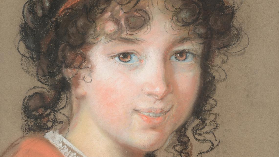 Élisabeth Vigée Le Brun (1755-1842), Portrait d’une jeune femme à la robe rouge,... Un sourire pour un record !