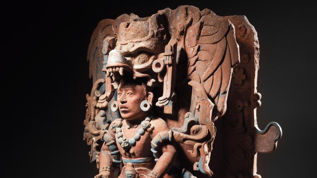 Mexique, Chiapas, culture maya (600-900). Support d’encensoir représentant un seigneur... L’Amérique avant Christophe Colomb 