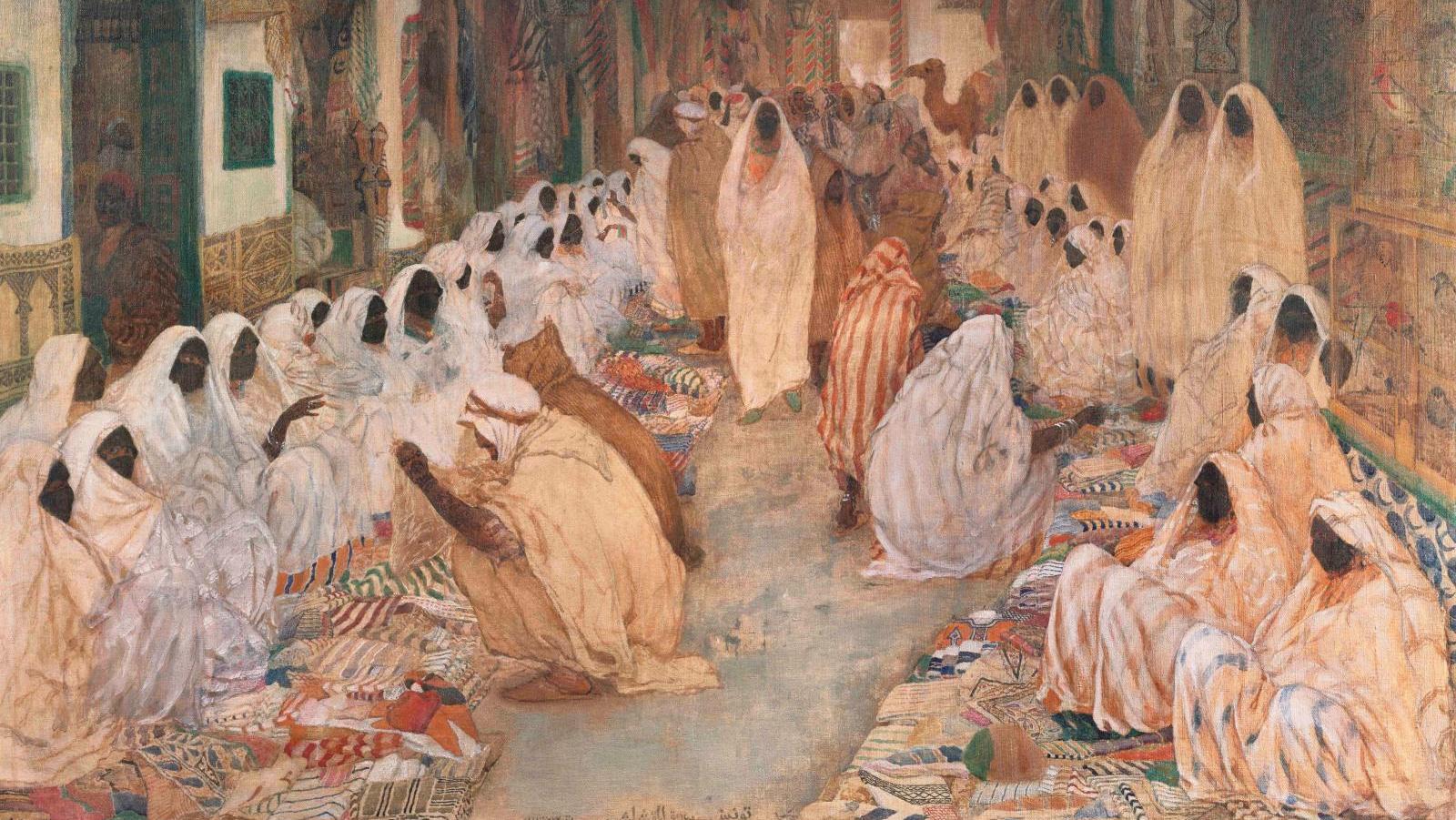 Alexandre Roubtzoff (1884-1949), Le Souk El-Kachachine (ou Le Souk des femmes), 1915,huile... L’Orient en fête