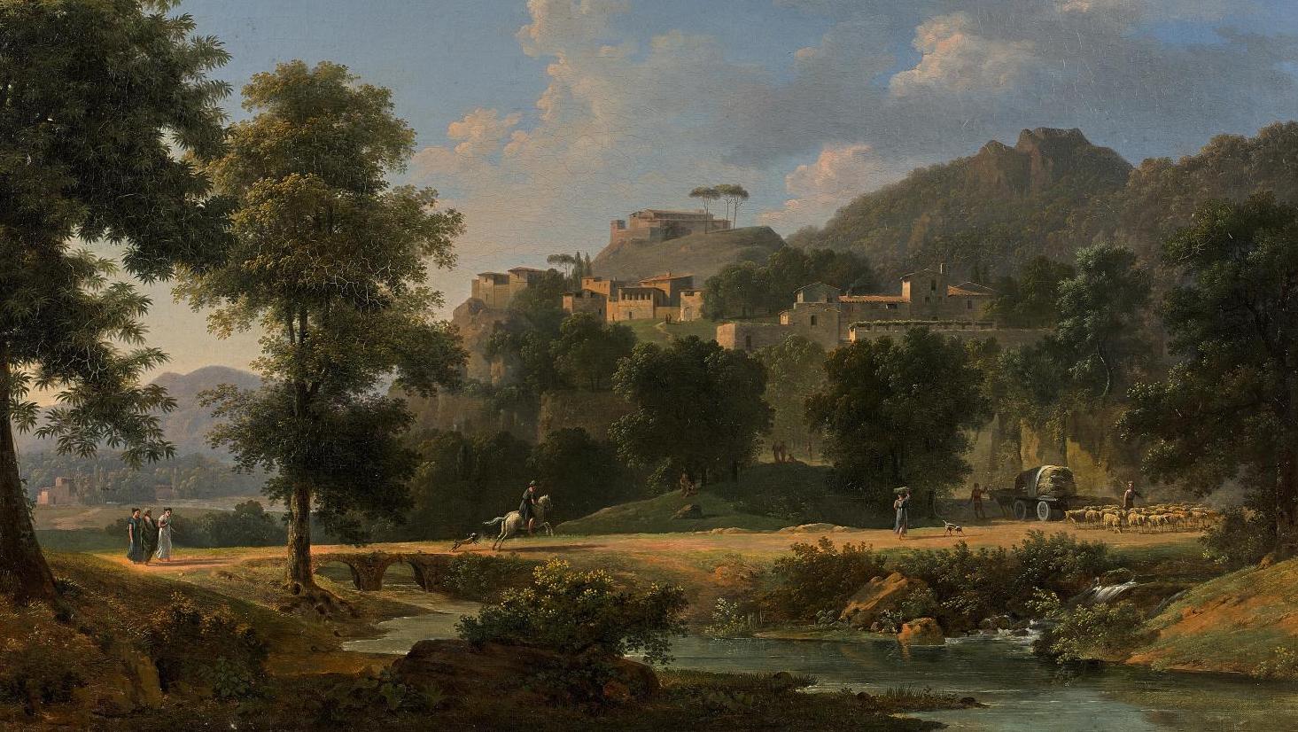 Jean Victor Bertin (1767-1842), Paysage d’Italie, huile sur toile, 62 x 97 cm. Adjugé :... Italie éternelle