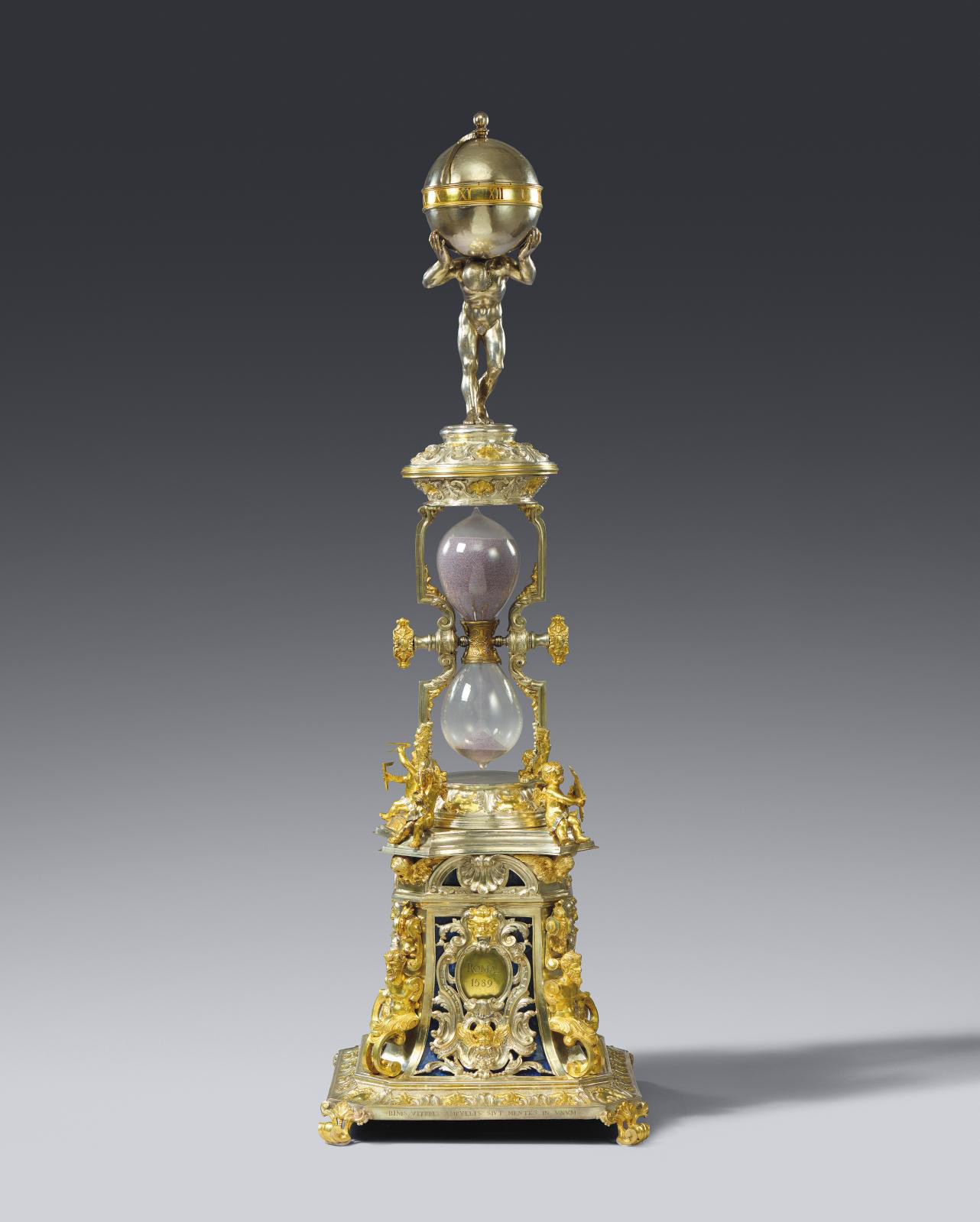 Rome 1589. Hourglass given by Pope Sixtus V to Ferdinand I de' Medici on the occasion of his marriage to Christine de Lorraine. Goldwork, 
