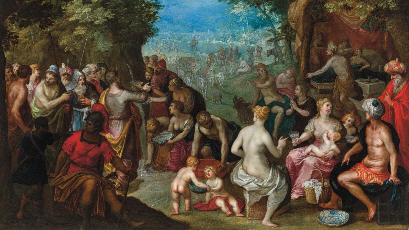 Bruegel l’Ancien (1568-1625) et Hendrik Van Balen (1575-1632), Moïse et le miracle... Composition à quatre mains