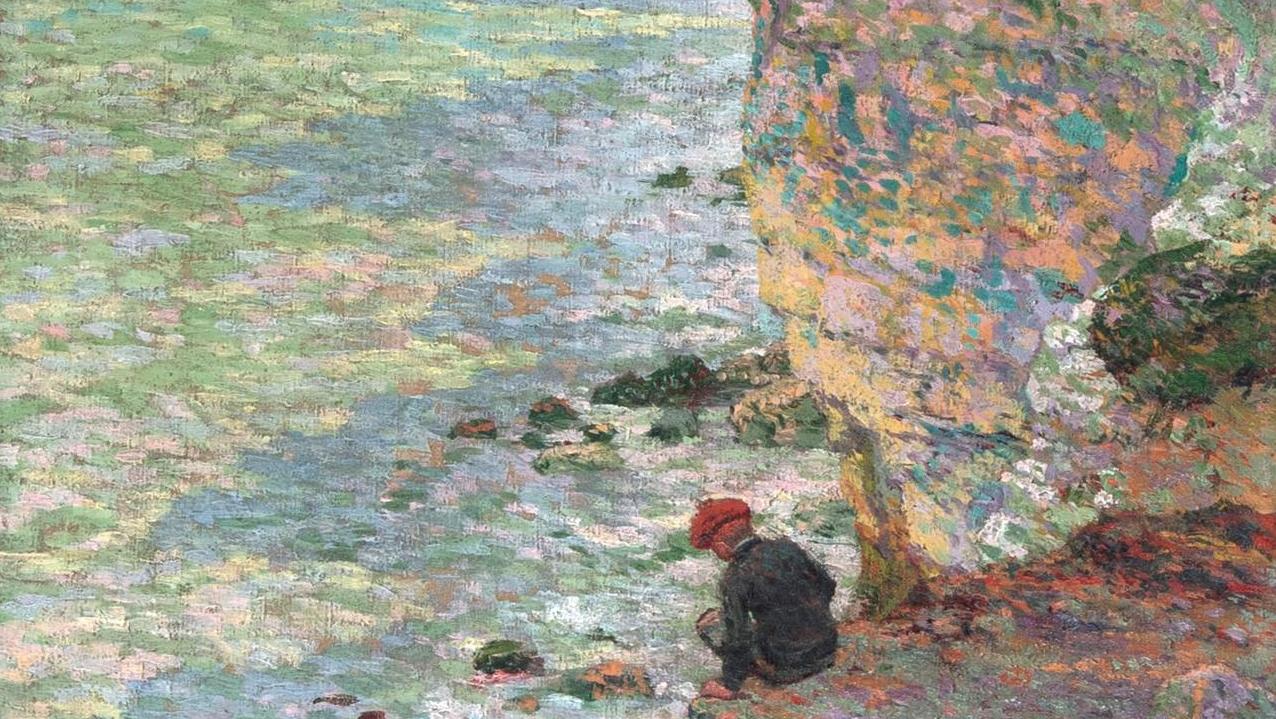 Claude-Émile Schuffenecker (1851-1934), Jeune garçon au pied de la falaise, marée... Schuffenecker, peintre sous influence