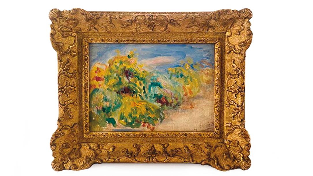 Pierre Auguste Renoir (1841-1919), Paysage de Cagnes, huile sur toile, 15 x 21 cm.... Renoir, le coloriste de la nature
