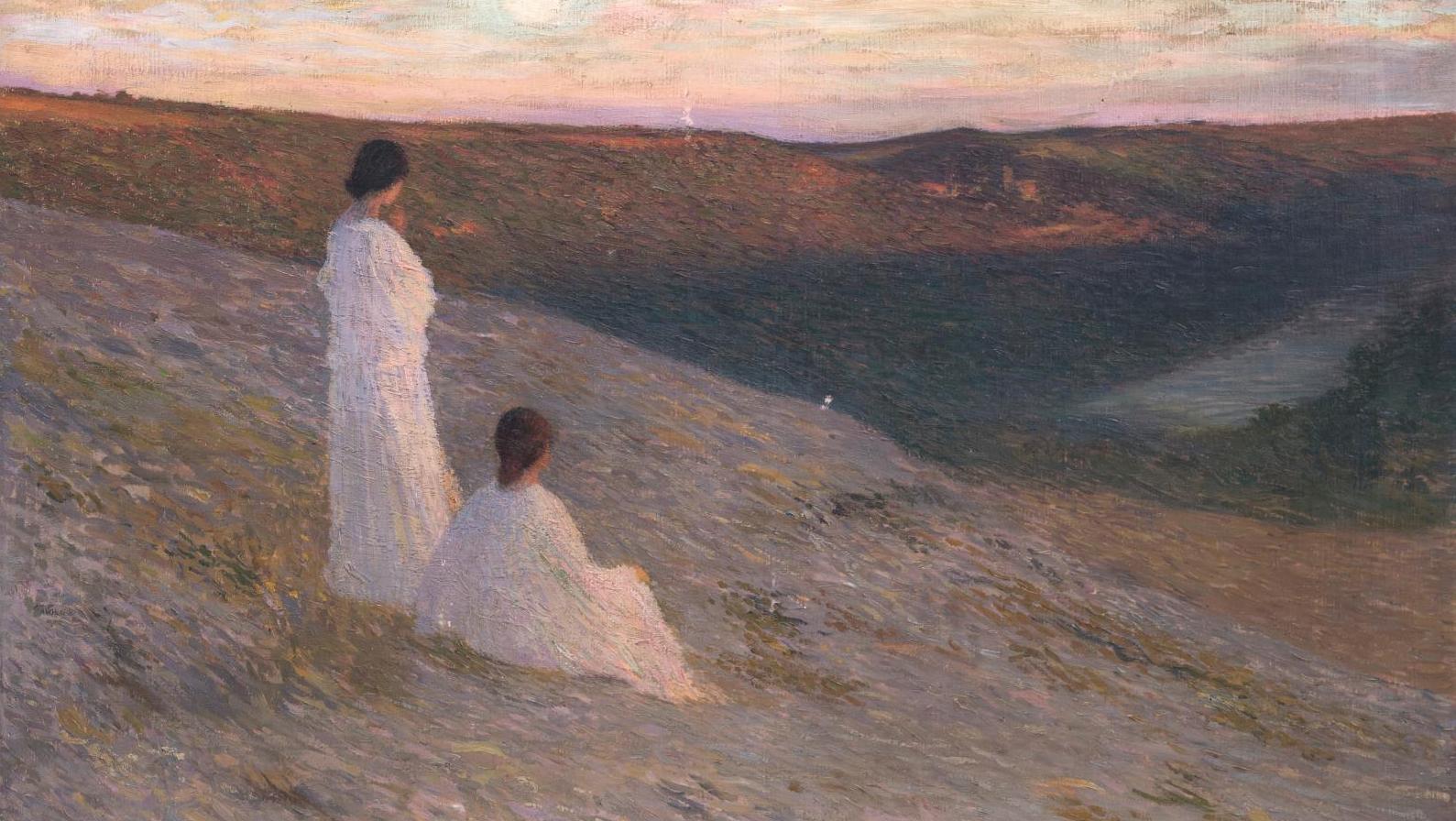 Henri Martin (1860-1943), Les Muses veillant sur la vallée, huile sur toile, signée,... Henri Martin habité par les muses
