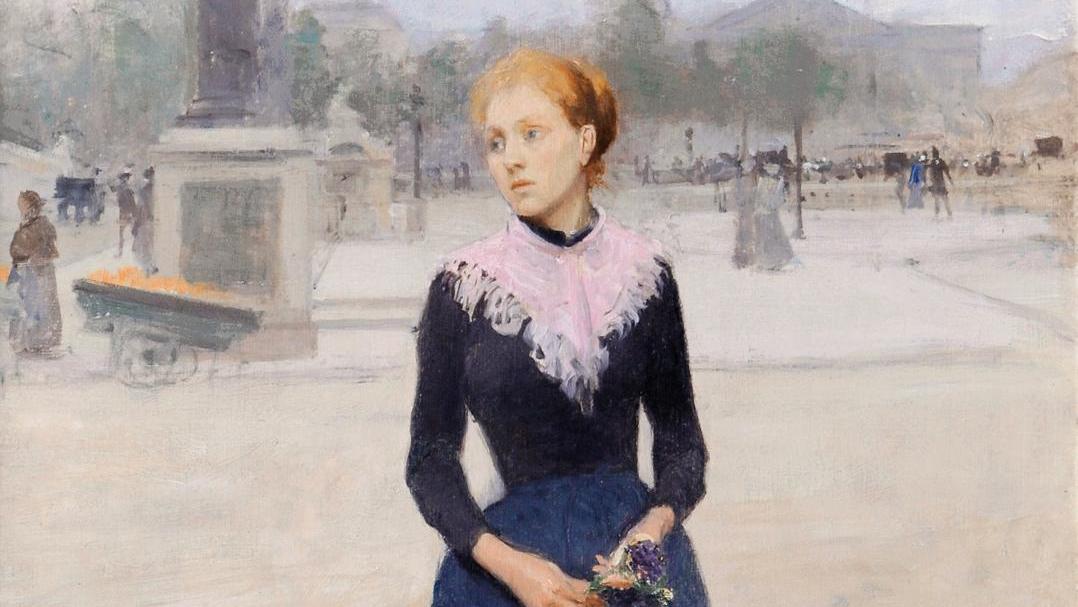 4 914 € Victor Gilbert (1847-1935), Marchande de violettes place de la Concorde,... Cote : Les cris de Paris