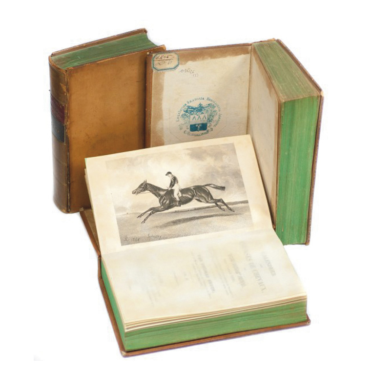 5 008 € Thomas Bryon, Calendrier des courses de chevaux ou «Racing calendar» francais pour 1836, 1837, 1838 et 1839. Paris, Galignani, 183