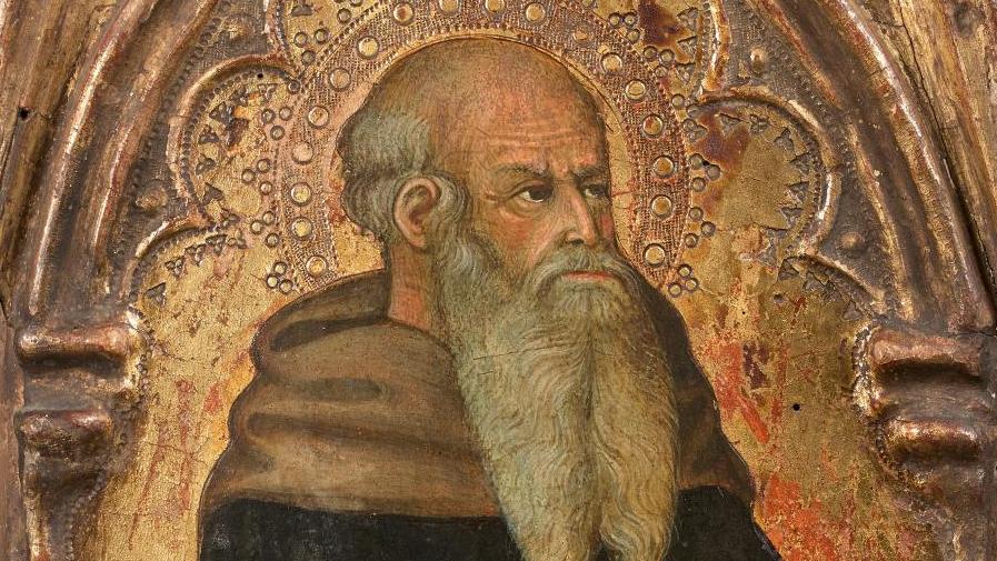 Bartoldo di Fredi (1330-1410), Saint Antoine abbé , panneau de registre supérieur... Giambono et di Fredi, deux peintres primitifs mis en boîtes 