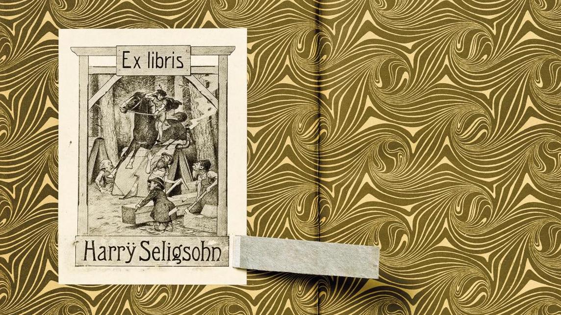 Ex-libris d’Harrÿ Seligsohn et bandelette de papier masquant son nom, décollée en... Livres spoliés : « L’effarante dispersion »