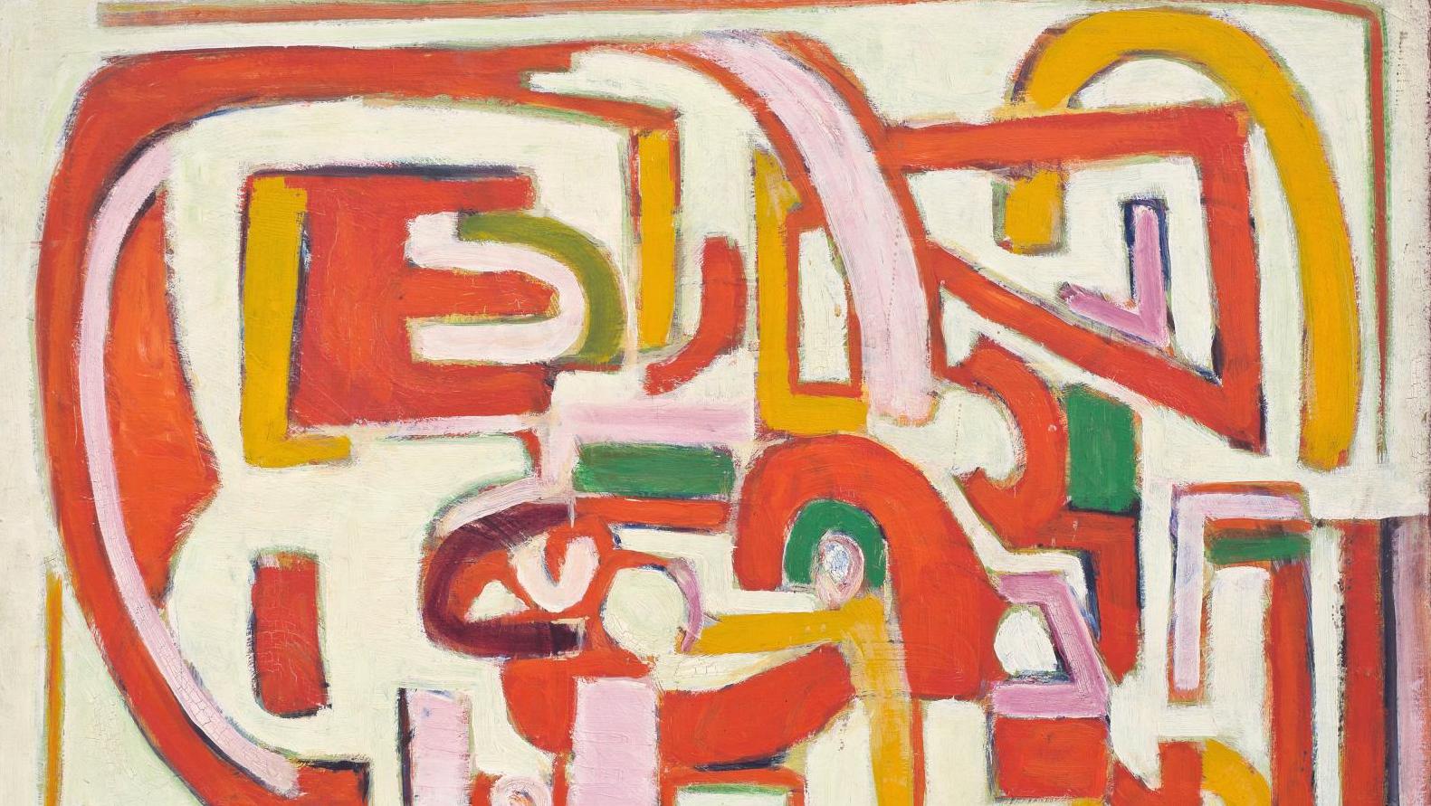 Marie Raymond, Sans titre, vers 1948, huile sur toile, 64,5 x 81 cm, collection privée.... Au cœur des abstractions. Marie Raymond et ses amis