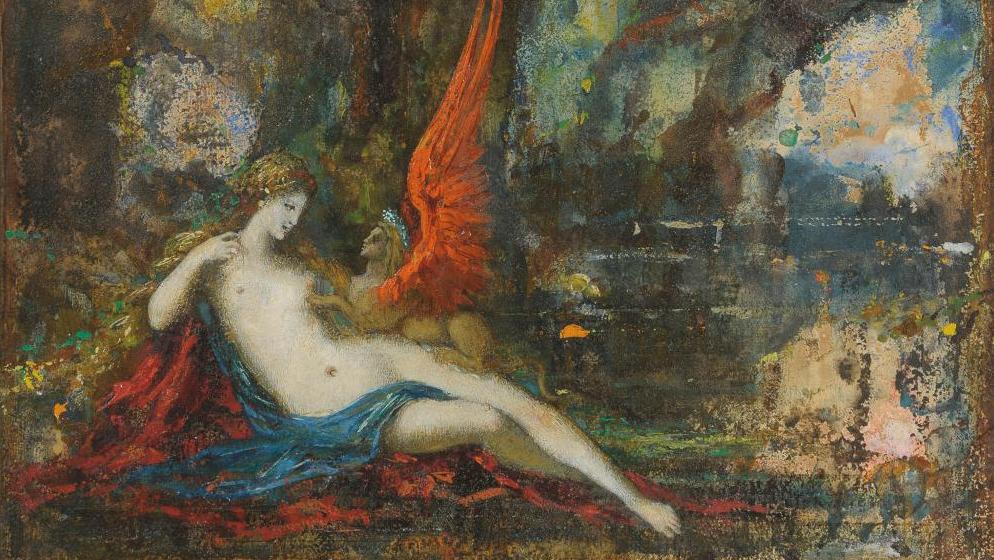Gustave Moreau (1826-1898), Femme dans une grotte (et sphinx rouge), 1882, aquarelle... Le Moreau des Kaplan-Makovsky
