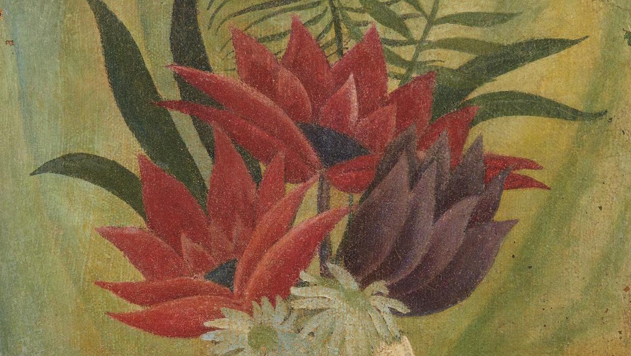 Henri Rousseau, dit le Douanier Rousseau (1844-1910), Vase de fleurs, huile sur toile,... Un bouquet du Douanier Rousseau