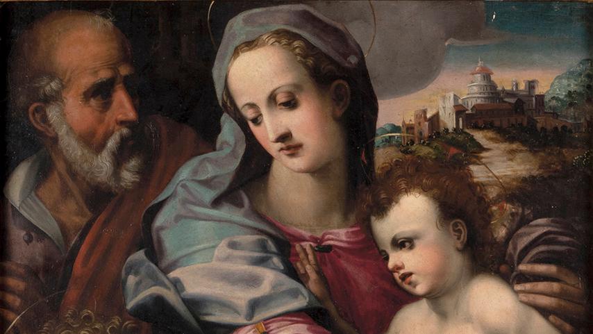 École florentine, vers 1550, atelier de Michele di Ridolfo (1503-1577), La Sainte... La Vierge et l’Enfant, un thème roi