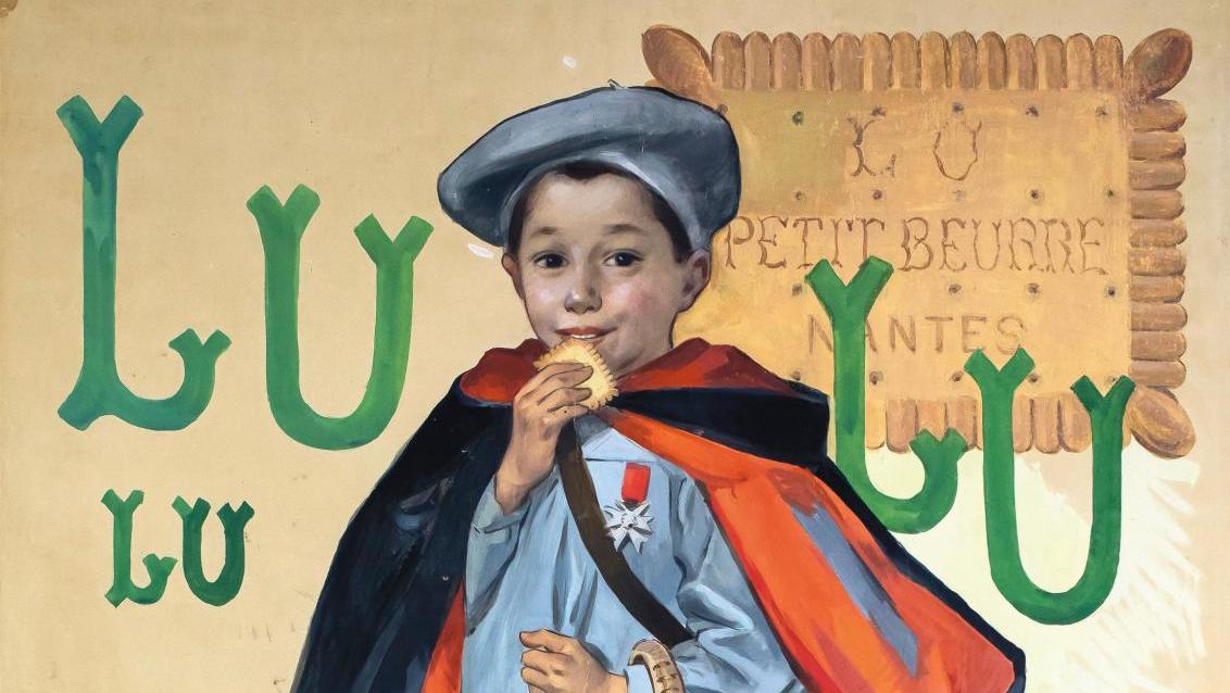 Firmin Bouisset (1859-1927), Le Petit Écolier Lu, biscuiterie Lefèvre-Utile, dessin... Un écolier iconique pour un célèbre biscuit