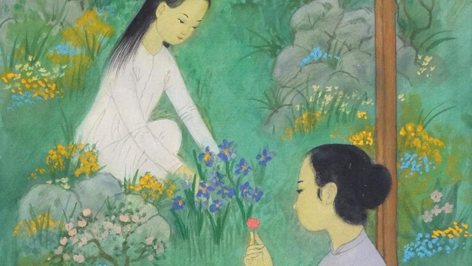 Mai Trung Thu, dit Mai-Thu (1906-1980), Le Printemps, encre et gouache sur soie collée... Deux gouaches inconnues de Mai-Thu