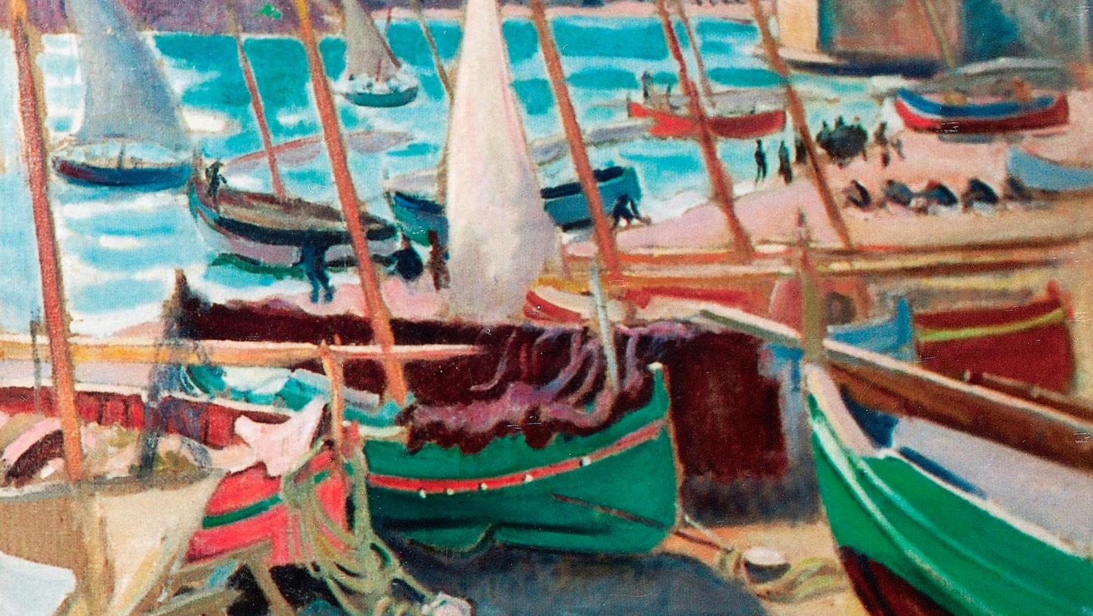 Jean Puy, Barques vertes à Collioure, 1913, huile sur toile, 60 x 73 cm, collection... Jean Puy/Ambroise Vollard. Un fauve et son marchand au musée de Pont-Aven