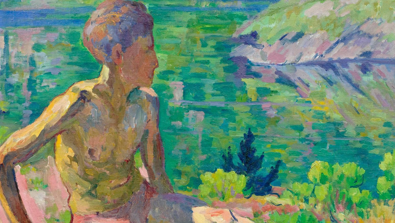 Giovanni Giacometti, In riva al lago (Au bord du lac), 1921, huile sur toile, 80 x 74 cm,... Giacometti, une famille de créateurs à la fondation Maeght