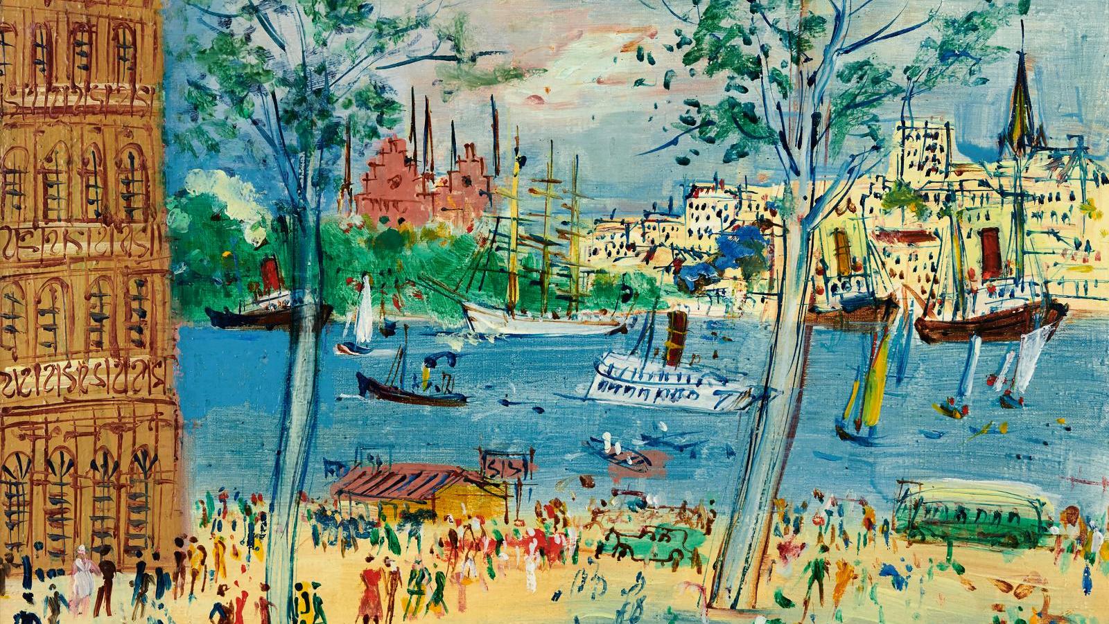Jean Dufy (1888-1964), Le Port de Stockholm, vers 1953-1954, huile sur toile, 50 x 61 cm.... Jean Dufy, un Normand à Stockholm 