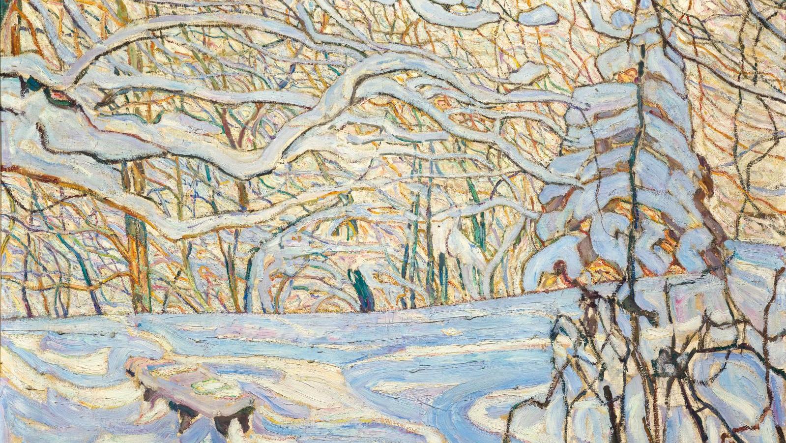 Abraham Manievich (1881-1942), Neige dans la forêt, 1913, huile sur toile, 135,5 x 132 cm.... La surprise Manievich : record mondial