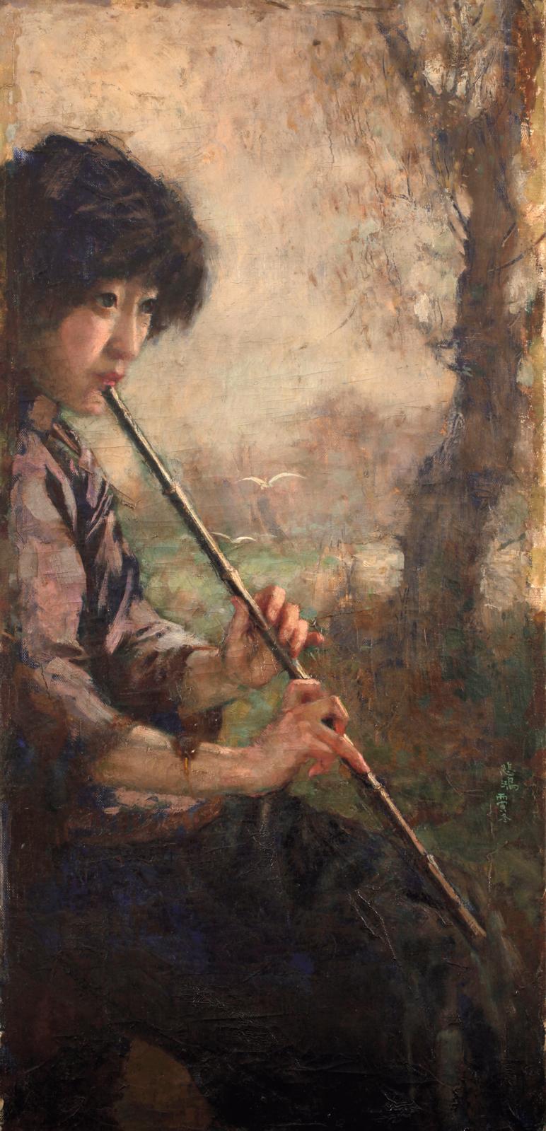 Xu Beihong, Au son de la flûte, 1926, huile sur toile. © Pékin, musée commémoratif Xu Beihong