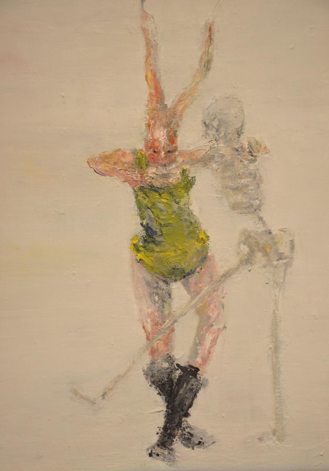 Valérie Favre (née en 1959), Lapine danse avec la mort, huile sur toile (détail), 2007, collection J+C Mairet. DR 