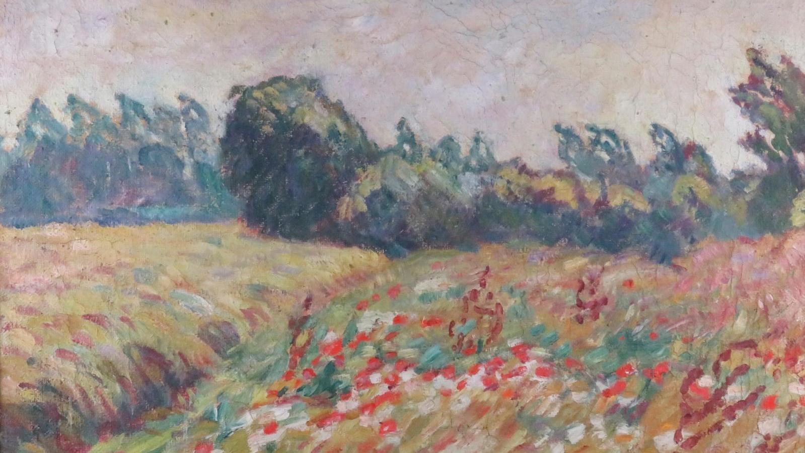 Louis Valtat (1869-1952), Champ de coquelicots (Poppy Field), oil on canvas, 66 x... Modern Painter Louis Valtat in the Midst of Nature