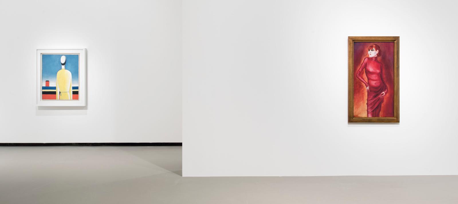 Kazimir Malévitch, Otto Dix, vue d'installation, exposition "Les Clefs d'une passion".© Kunstmuseum Stuttgart © Adagp, Paris 2015 pour l'œ