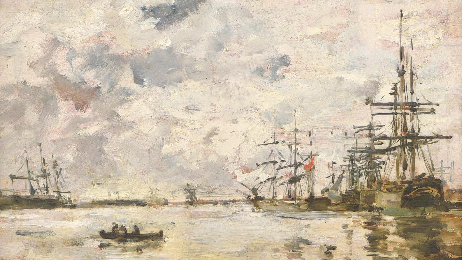 Eugène Boudin (1824-1898), Le Havre, Bassin de l’Eure, vers 1888-1895, huile sur... Paysages de Normandie d’Eugène Boudin à Gustave Loiseau