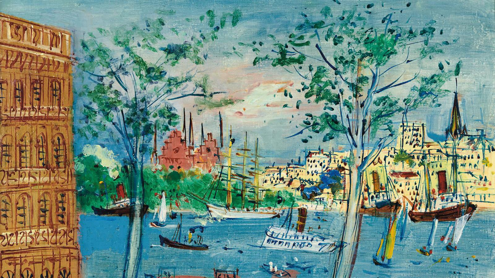 Jean Dufy (1888-1964), Stockholm, le port (The Port in Stockholm), c. 1953-1954,... From Dufy's Stockholm to the Animals of Lalanne 