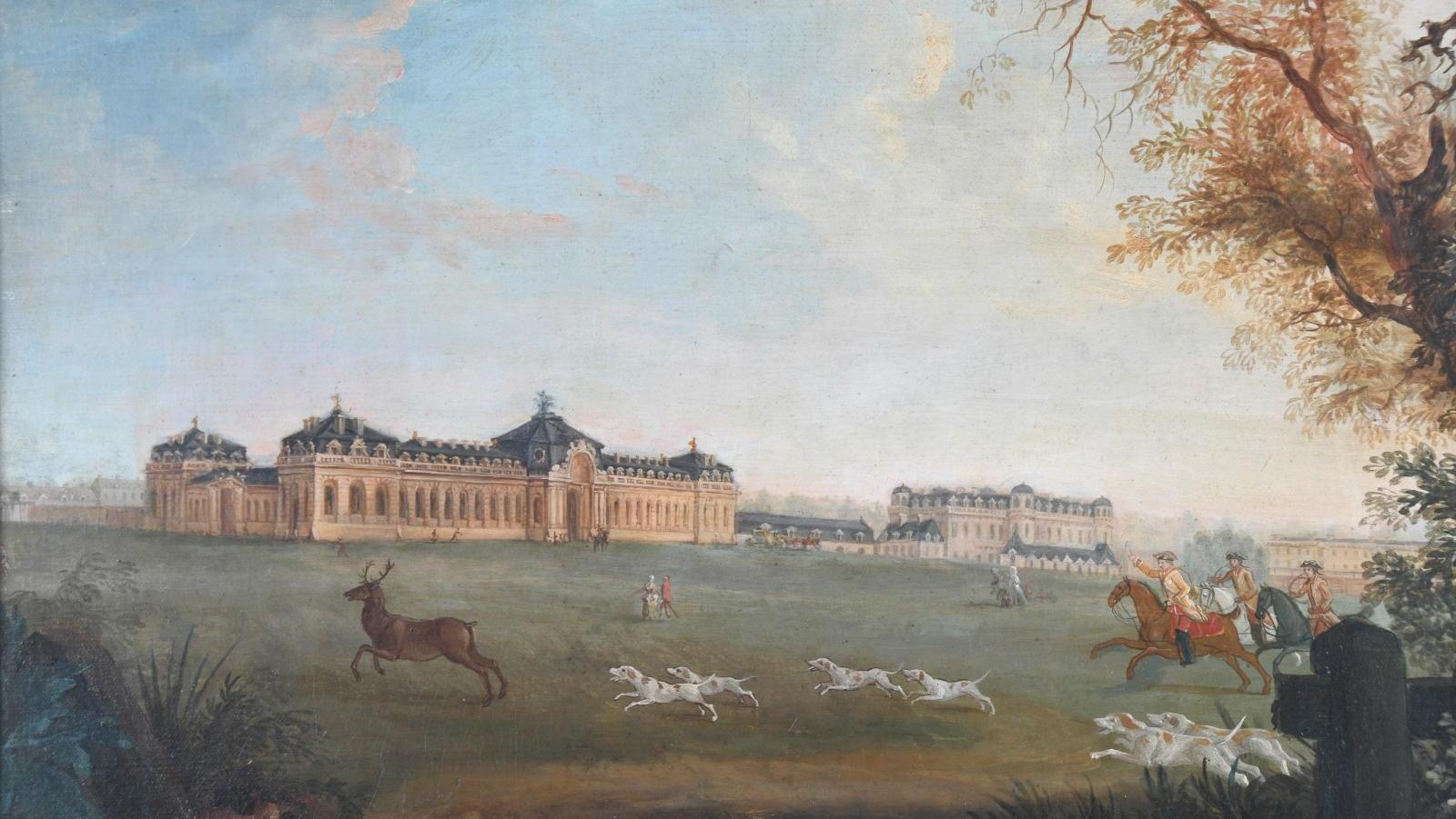 École française du XIXe siècle, suiveur de Jean-Baptiste Lallemand (1716-1803), Vue... Chantilly avant la Révolution