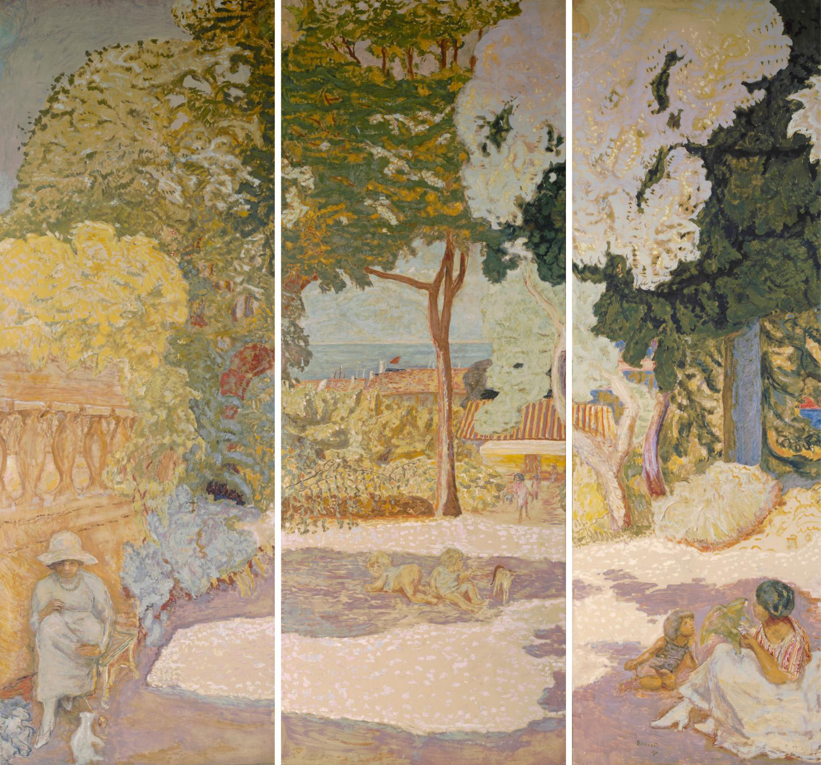 Pierre Bonnard (1867–1947), La Méditerranée (The Mediterranean, 1911), oil on canvas, each panel 407 x 152 cm/160.24 x 59.84 in.State Herm