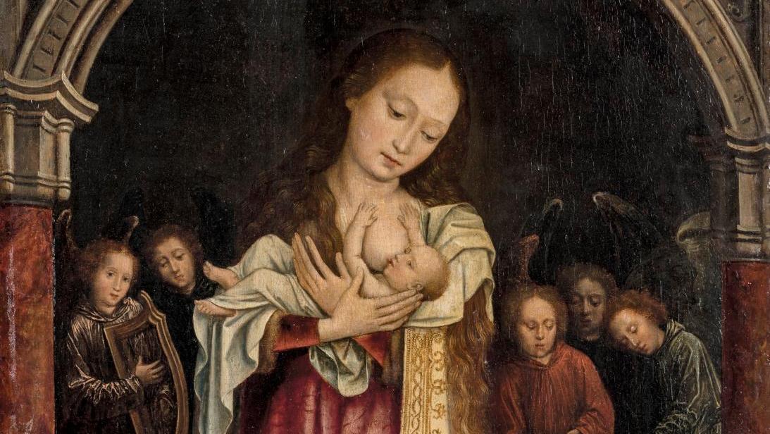 Attribué à Pieter I Claeissins (vers 1500-1576), Vierge à l’Enfant entourée d’anges... Prud'hon, Leleu, Hoang Tich Chù...