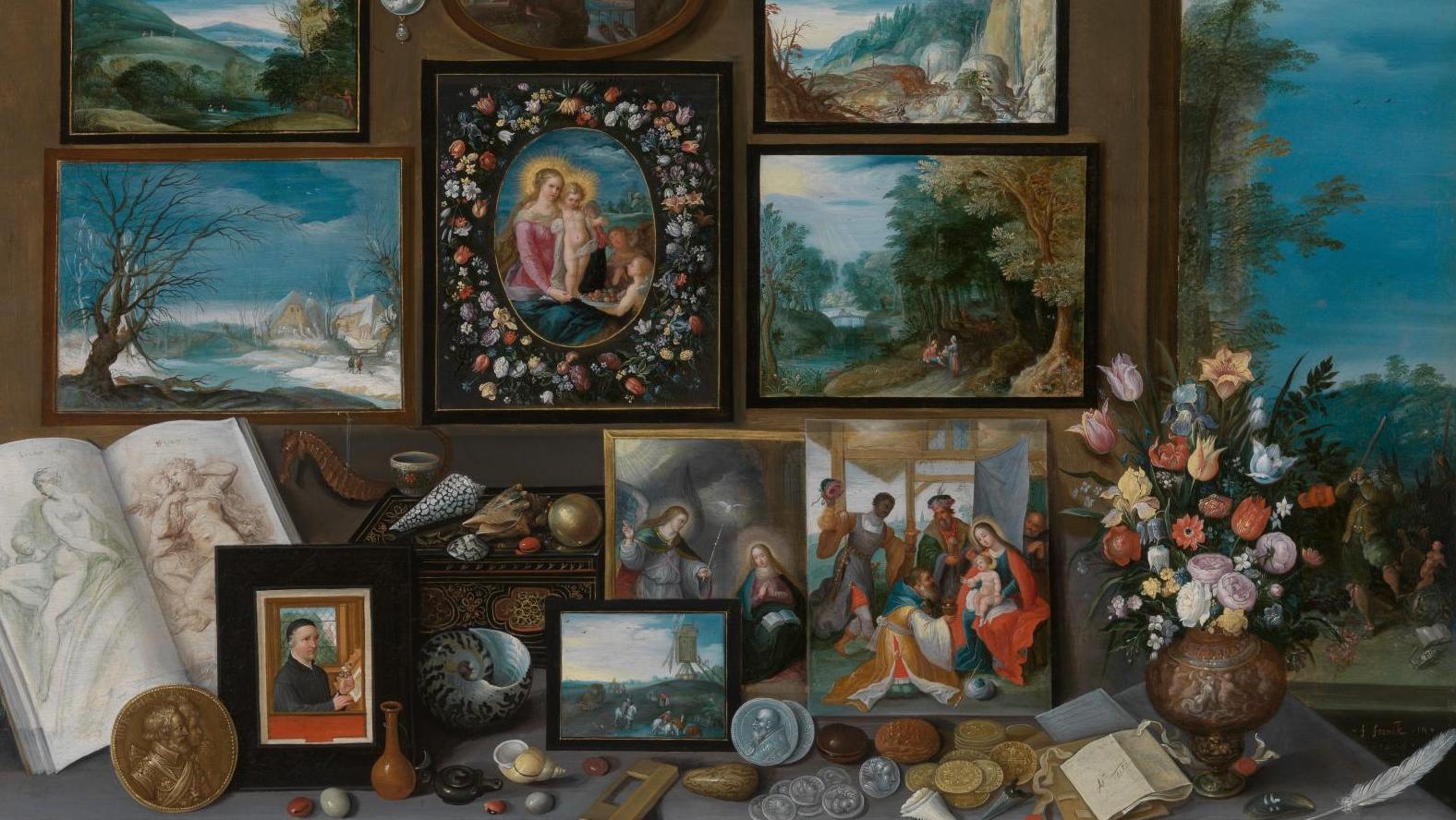 Frans II Francken (1581-1642), Cabinet de curiosités, 1619, huile sur bois, 56 x 85 cm,... Les Francken, une dynastie flamande à Cassel