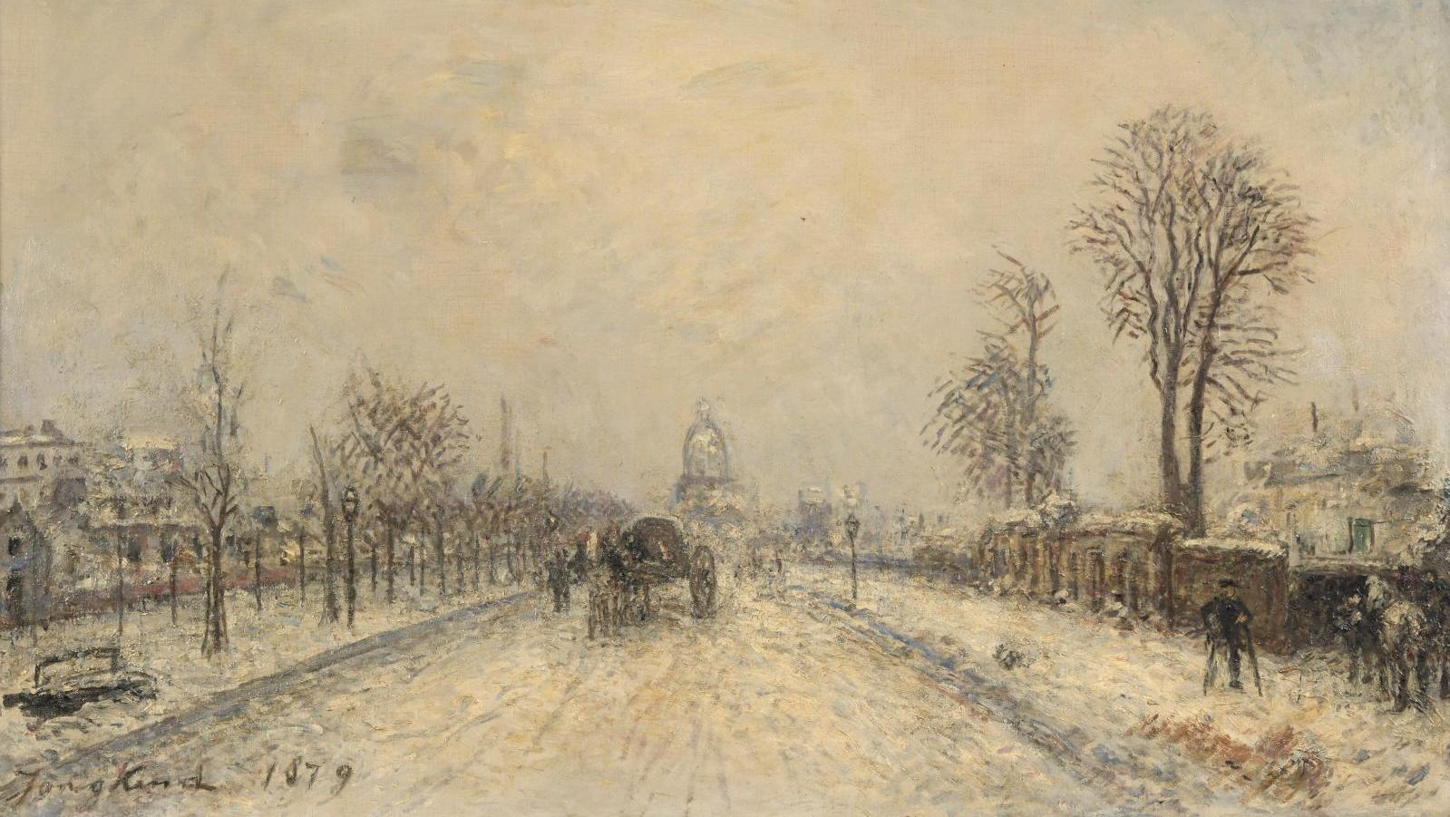 Johan Barthold Jongkind (1819-1891), Neige sur le boulevard de l’Hôpital, Paris,... Paris sous la neige par Jongkind