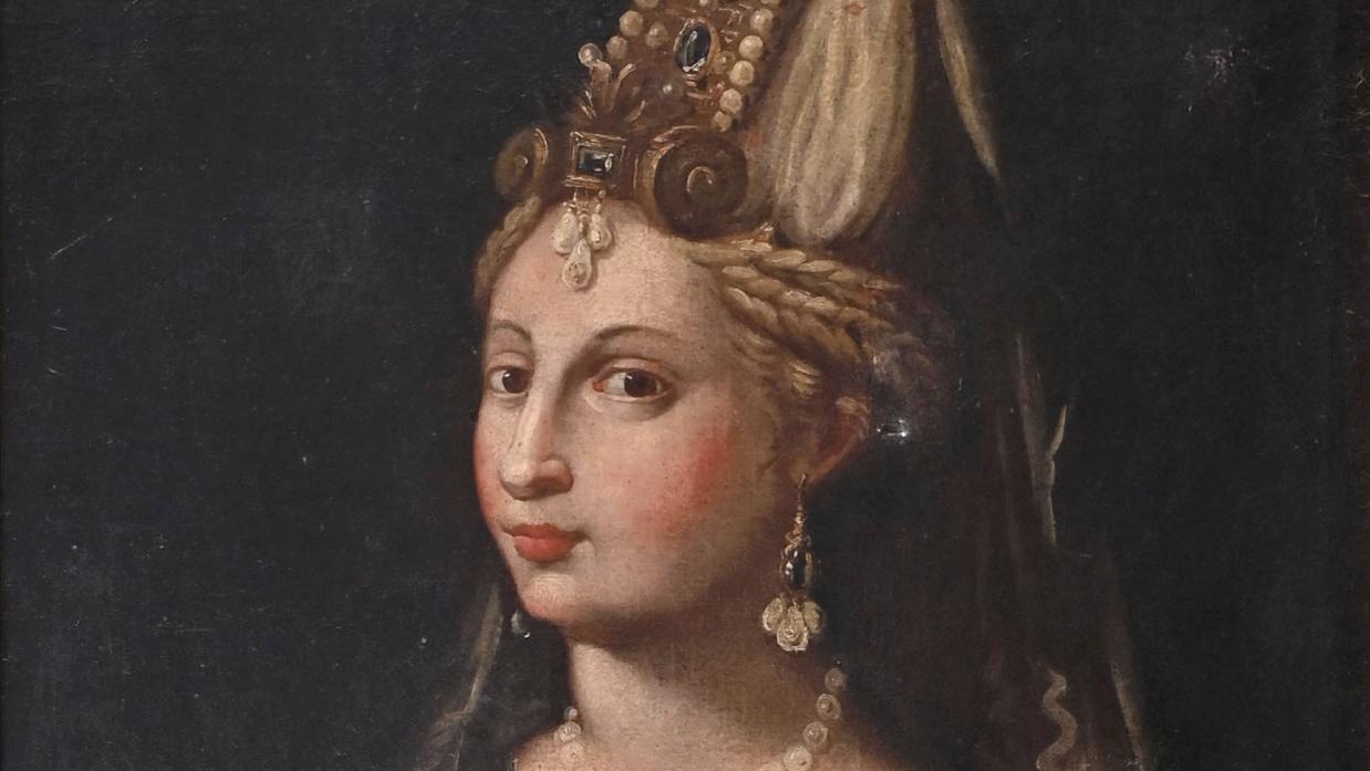 École vénitienne vers 1640, suiveur de Francesco Montemezzano, Portrait de femme... Portrait de dame en costume oriental