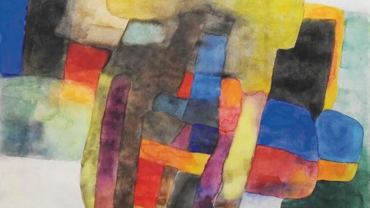 Maurice Estève (1904-2001), Composition n° A 1139, 1982, aquarelle sur papier signée... Les «formes-couleurs» de Maurice Estève