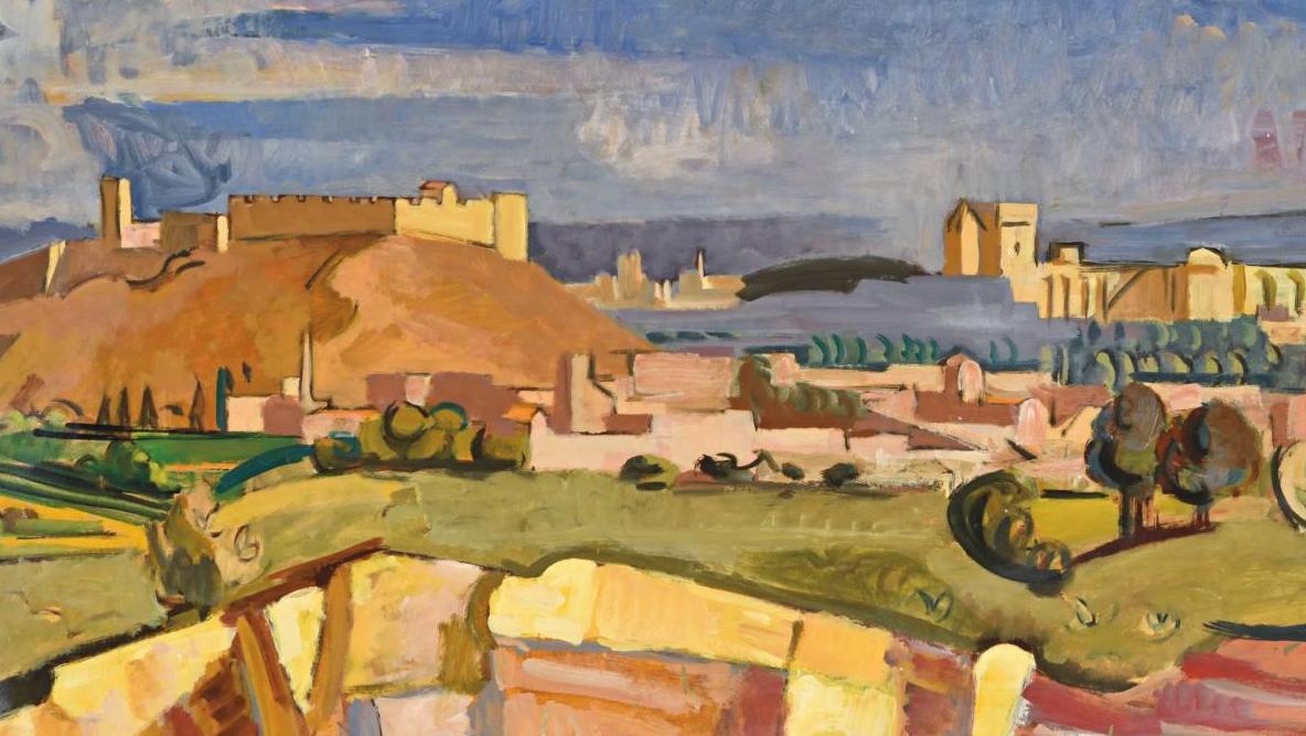 André Lhote (1885-1962), Paysage d’Avignon, huile sur papier marouflé sur toile,... Des paysages modernes  à la façon de Lhote et de Luce