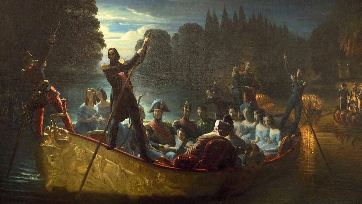 Joachim Issarti ou Issartier (1814-1862), Le Retour en barque du château de Saint-Cloud... Préemption pour une promenade royale