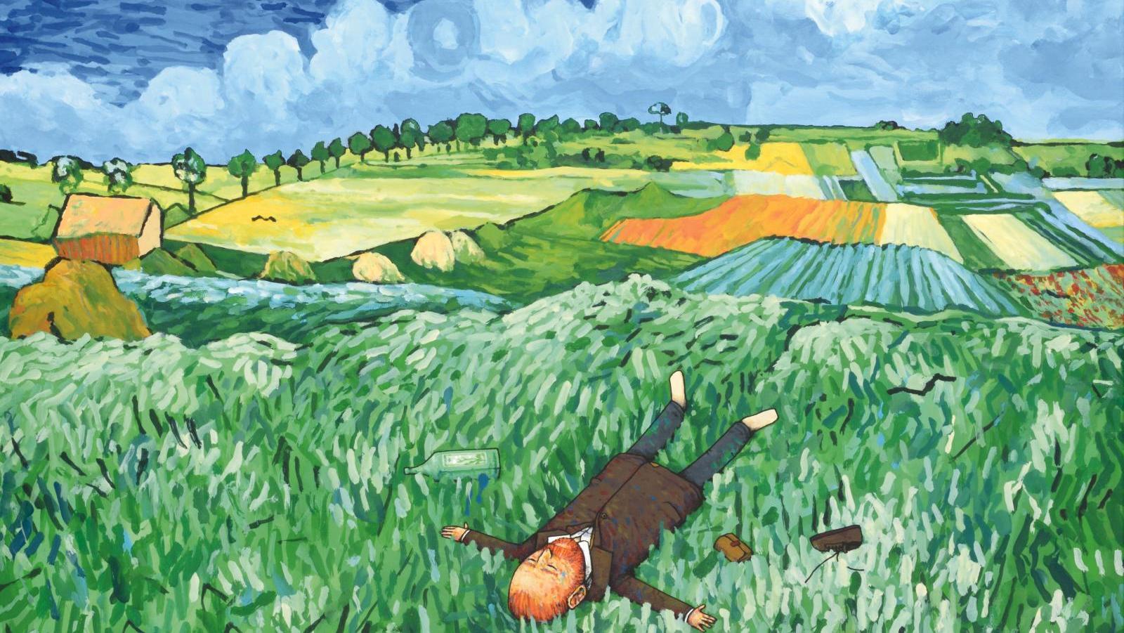 Dran (né en 1979), La Plaine, 2017, huile sur toile, 60 x 73 cm. Estimation : 40 000/60 000 €... Dran et Van Gogh entre ville et campagne