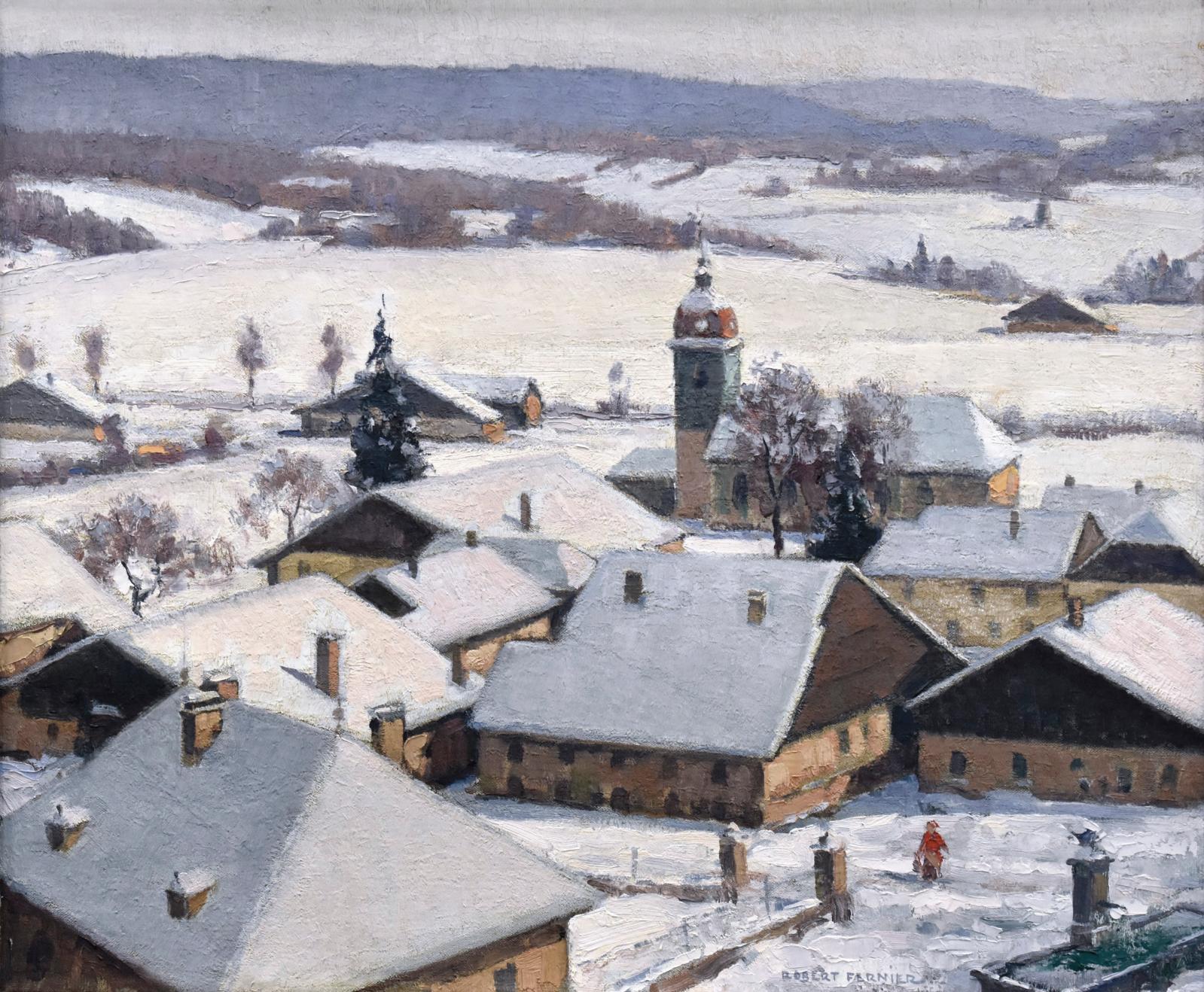 Robert Fernier (1895-1977), Les Toits blancs, Goux-les-Usiers sous la neige, huile sur toile signée, 54 x 65 cm (détail). Adjugé : 28 060 