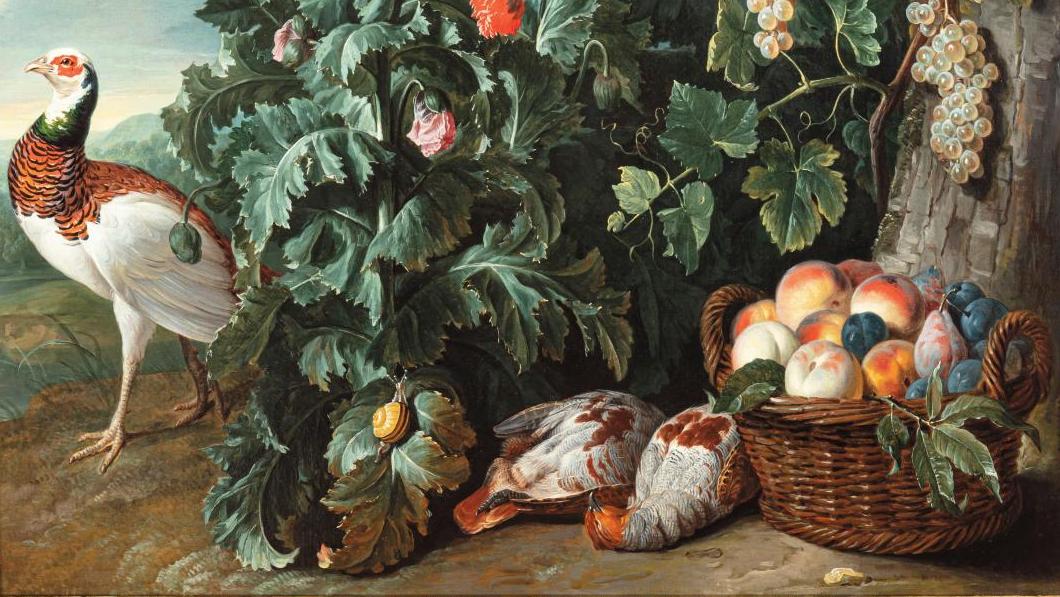 Alexandre-François Desportes (1661-1742), Fruits, légumes, lièvre mort et lapin sous... Fine Arts Paris, un bouquet de spécialités