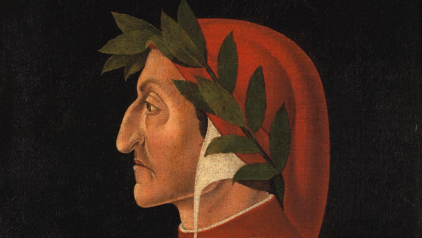 Anonyme, Portrait de Dante Alighieri, vers 1500, tempera sur toile, 29,5 x 29 cm,... L’Enfer de Dante, de Botticelli à la BD en Italie et en Suisse