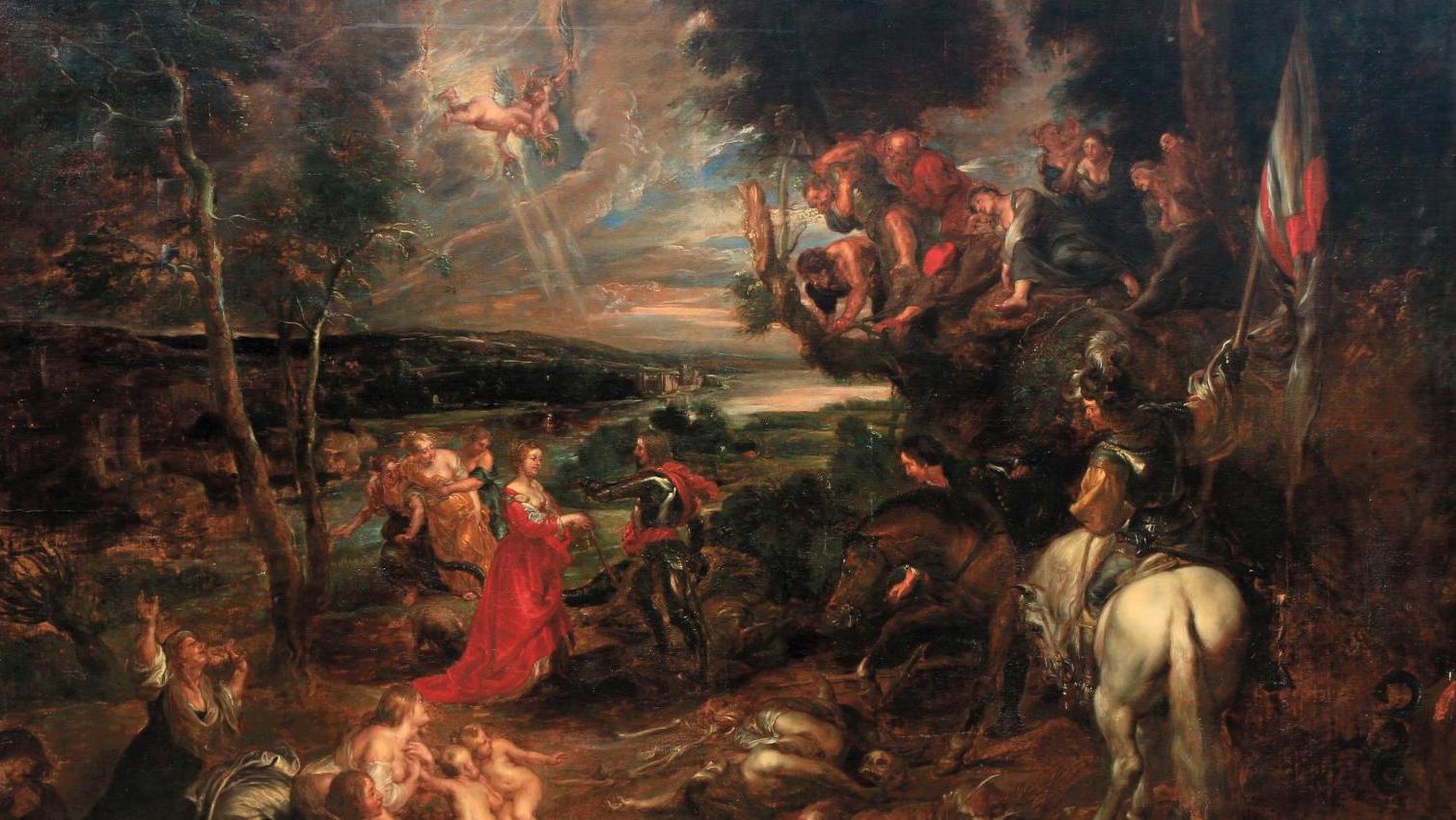 Atelier de Pierre Paul Rubens (1577-1640), Allégorie avec saint Georges et le dragon... Pierre Paul Rubens et John Lewis-Brown