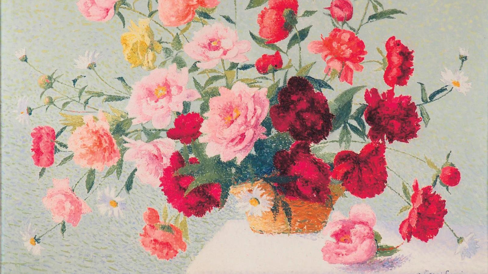 Achille Laugé (1861-1944), Bouquet de pivoines, roses et marguerites, vers 1920,... L’art du bouquet selon Achille Laugé